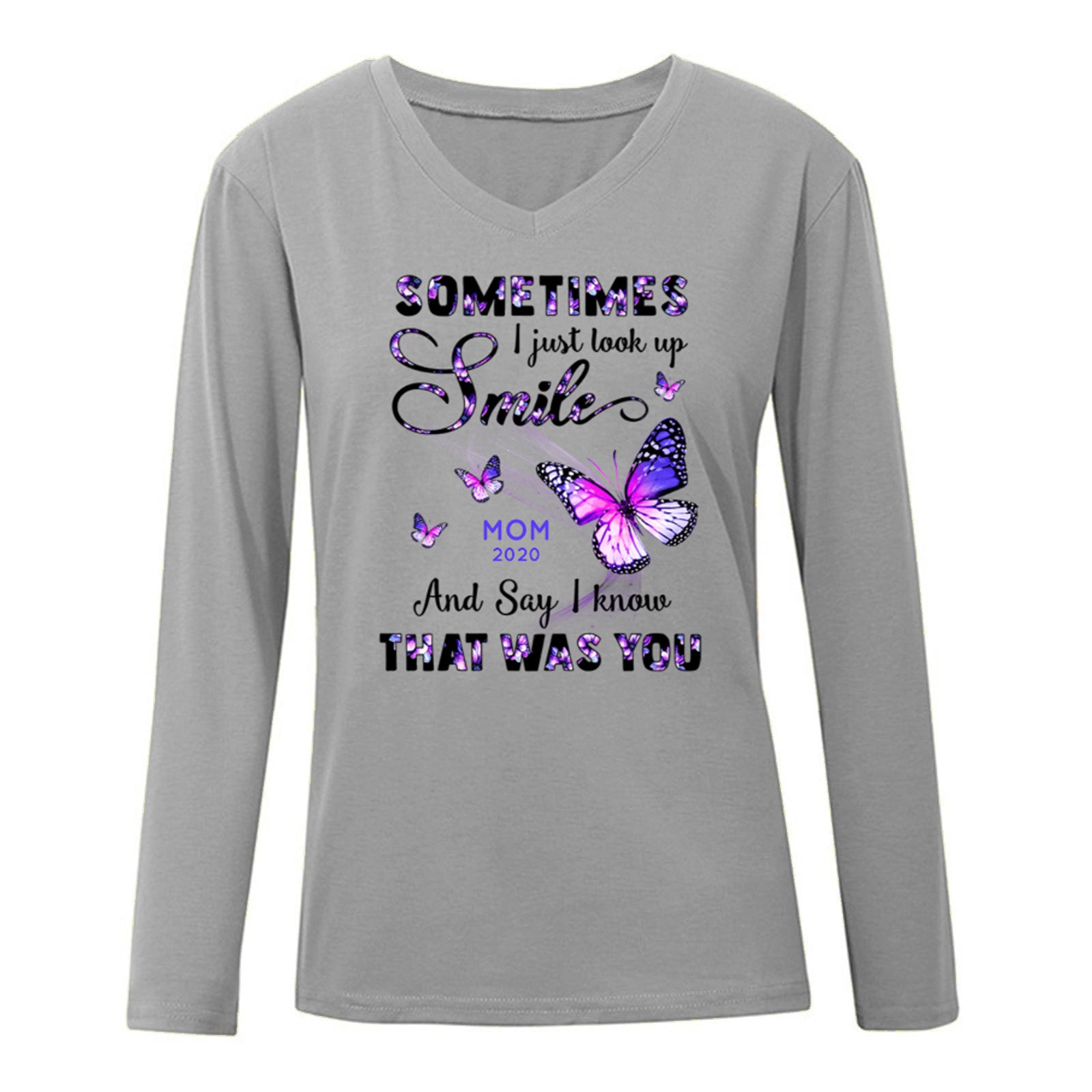 Floral Sometimes I Just Look Up Butterflies Memorial Personalized Long Sleeve Shirt