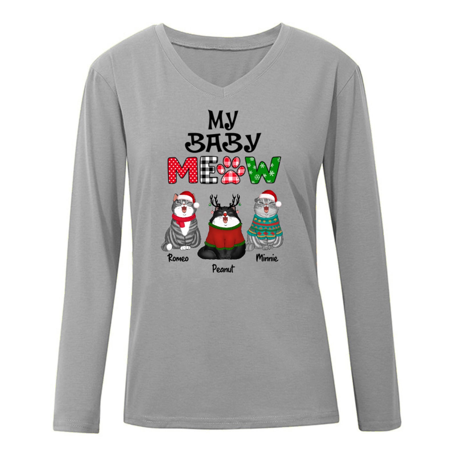 Christmas My Children Meow Cats Personalized Long Sleeve Shirt