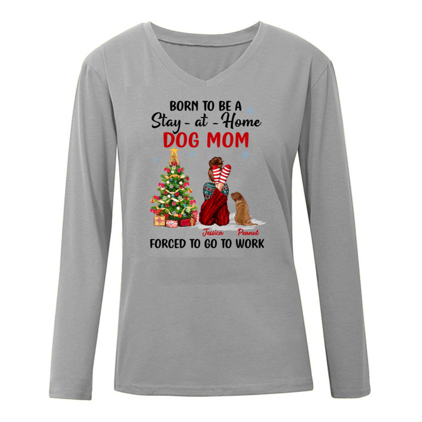 Christmas Dog Mom Stay At Home Personalized Long Sleeve Shirt
