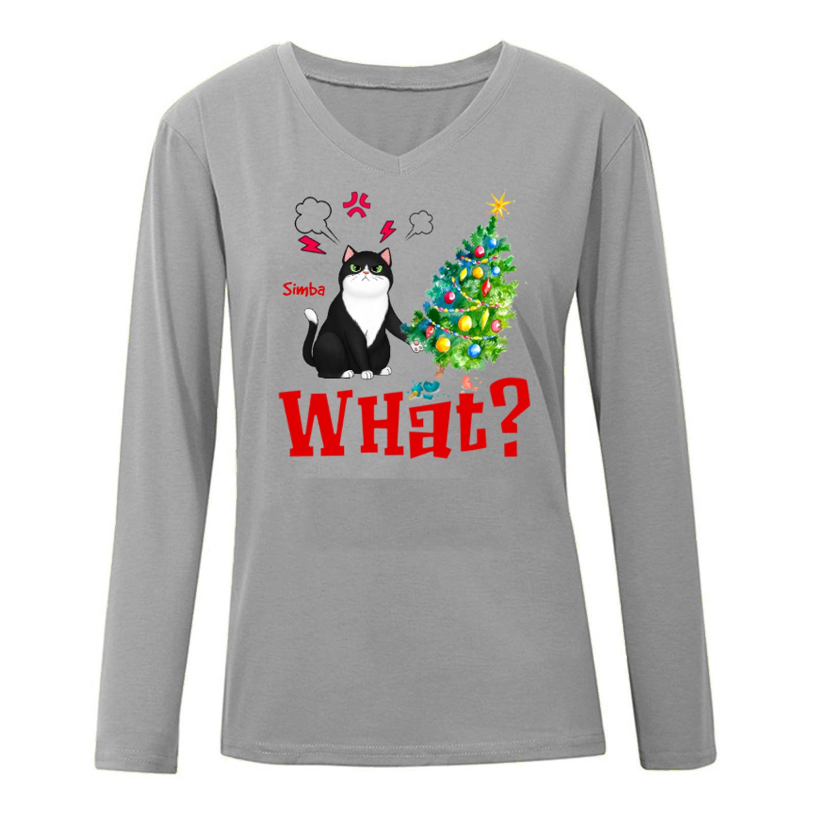 Cat What Christmas Tree Personalizes Long Sleeve Shirt