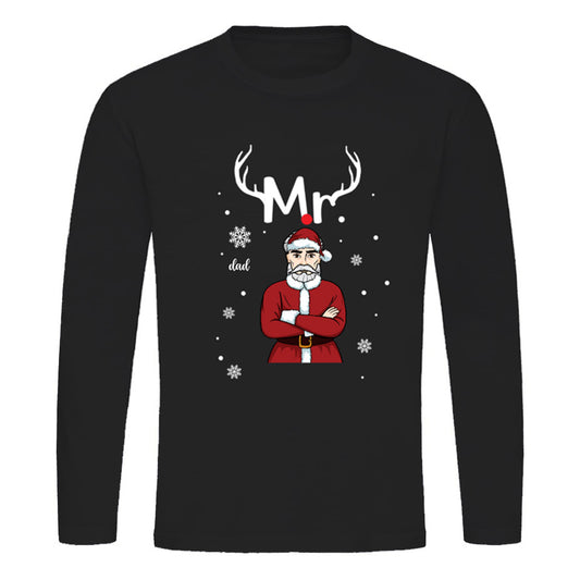 Mr and Mrs Santa Claus Personalized Long Sleeve Shirt