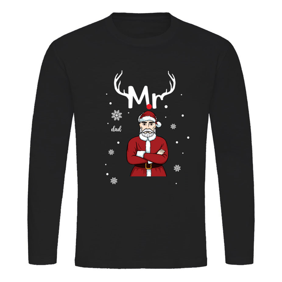 Mr and Mrs Santa Claus Personalized Long Sleeve Shirt