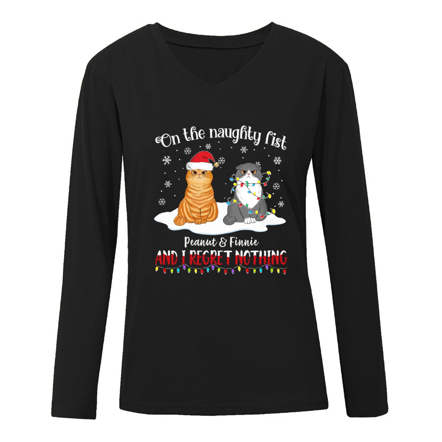 On The Naughty List Regret Nothing Fluffy Cats Personalized Long Sleeve Shirt