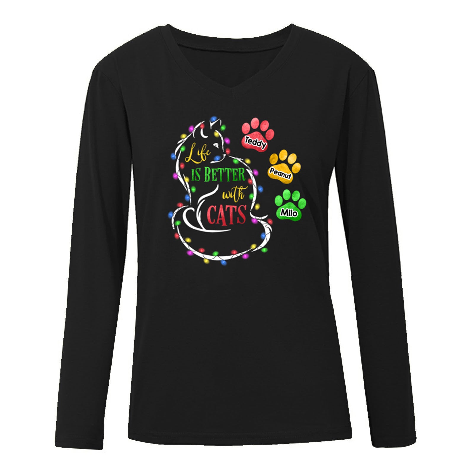 Life Is Better With Cats Personalized Long Sleeve Shirt
