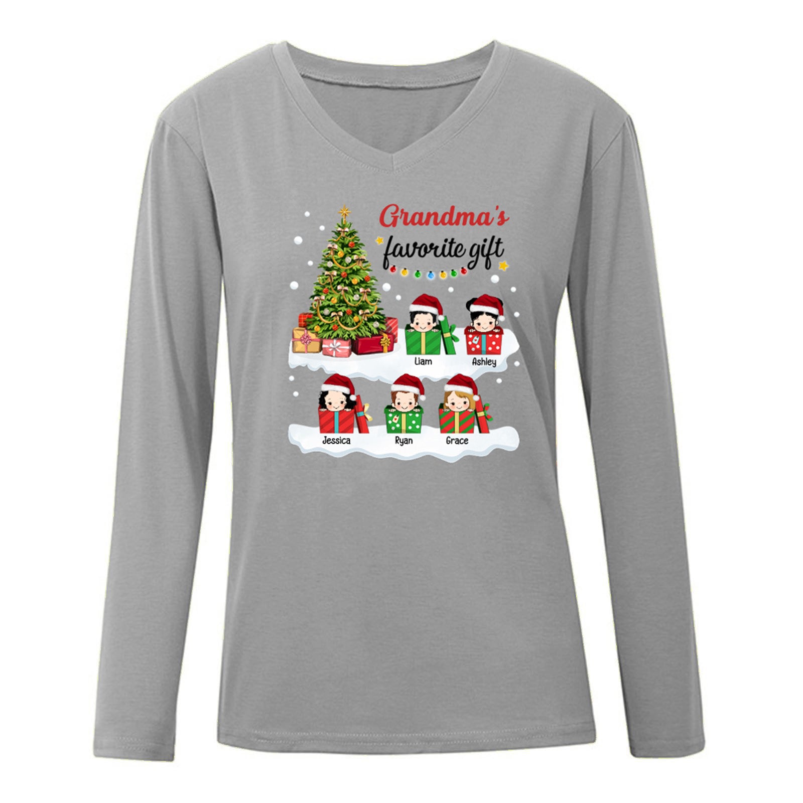 Mom Grandma Christmas Gifts Kids Personalized Long Sleeve Shirt