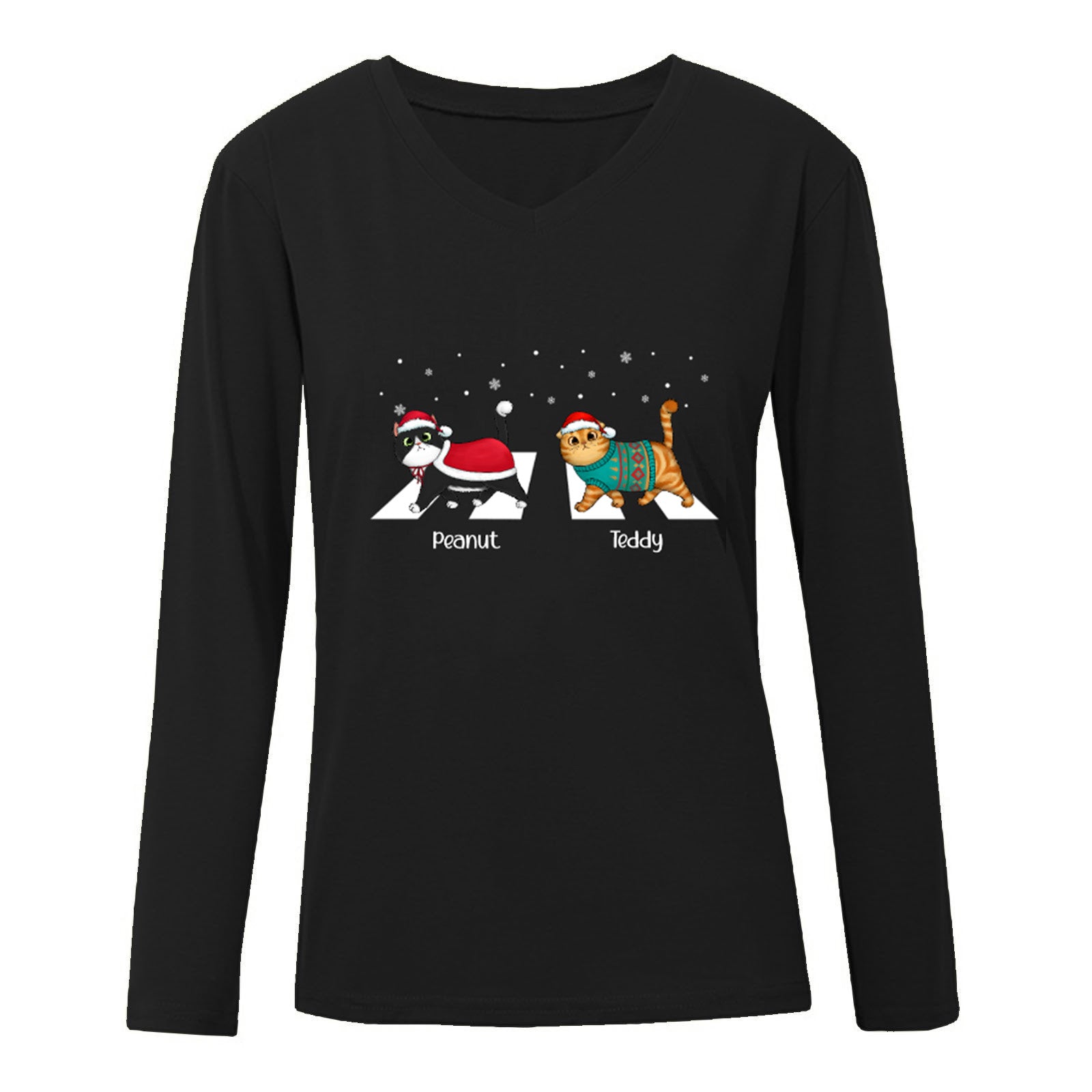 もこもこ猫 ウォーキングクロスロード クリスマス 個性的 長袖シャツ