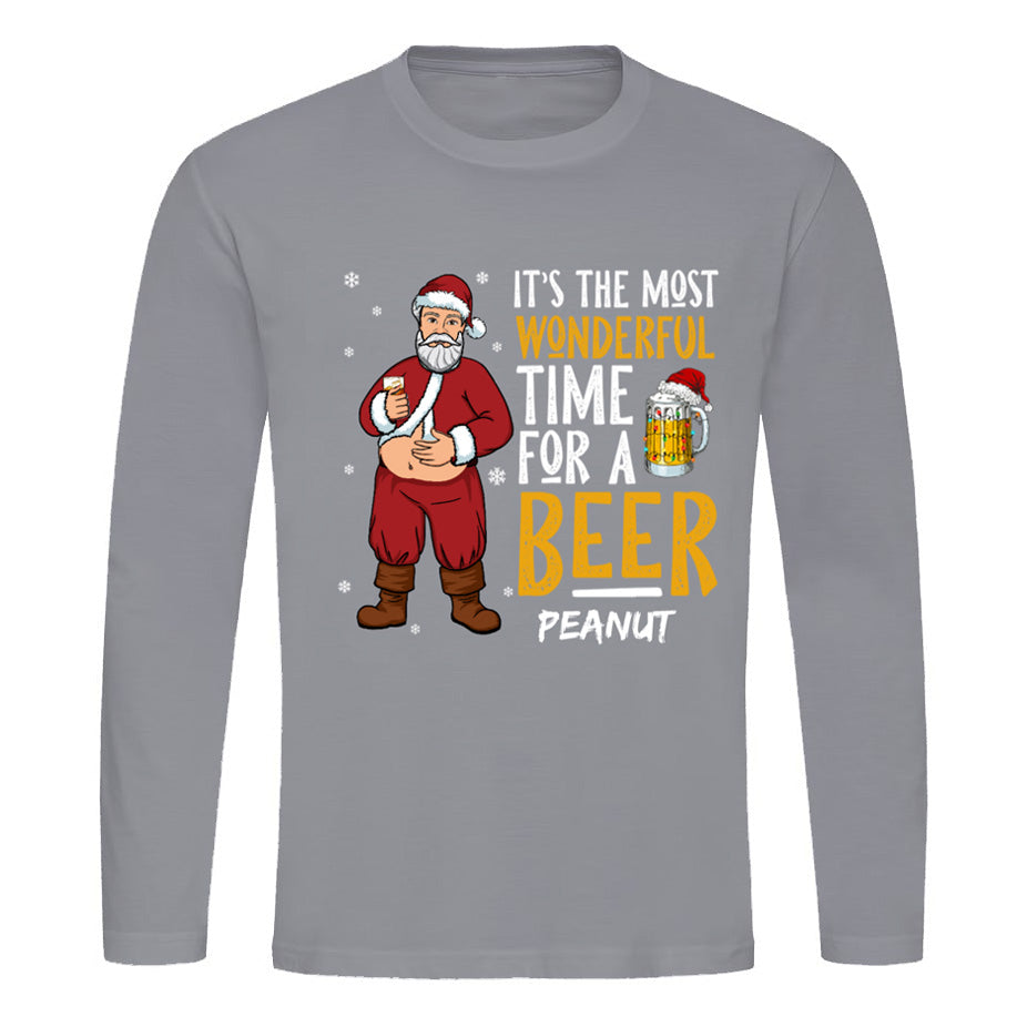 Most Wonderful Time For A Beer Dad Grandpa Santa   Long Sleeve Shirt