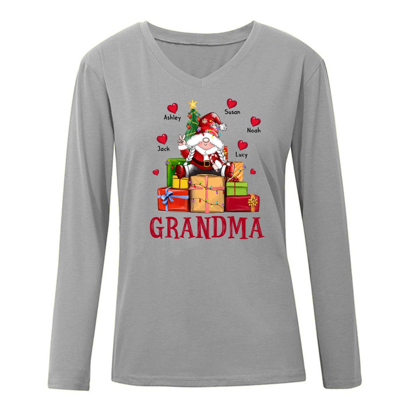 Gnome Grandma Christmas Personalized Long Sleeve Shirt