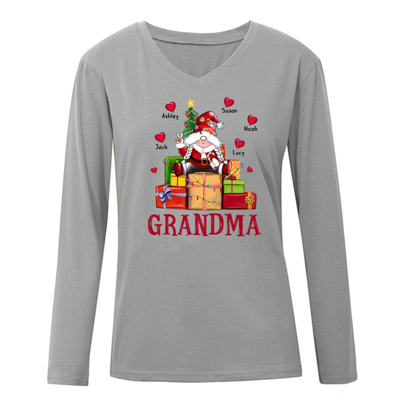 Gnome Grandma Christmas Personalized Long Sleeve Shirt