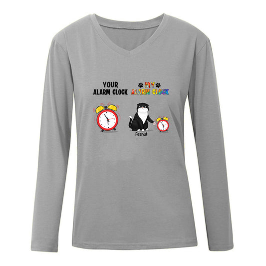 My Cats My Alarm Clock Personalized Long Sleeve Shirt