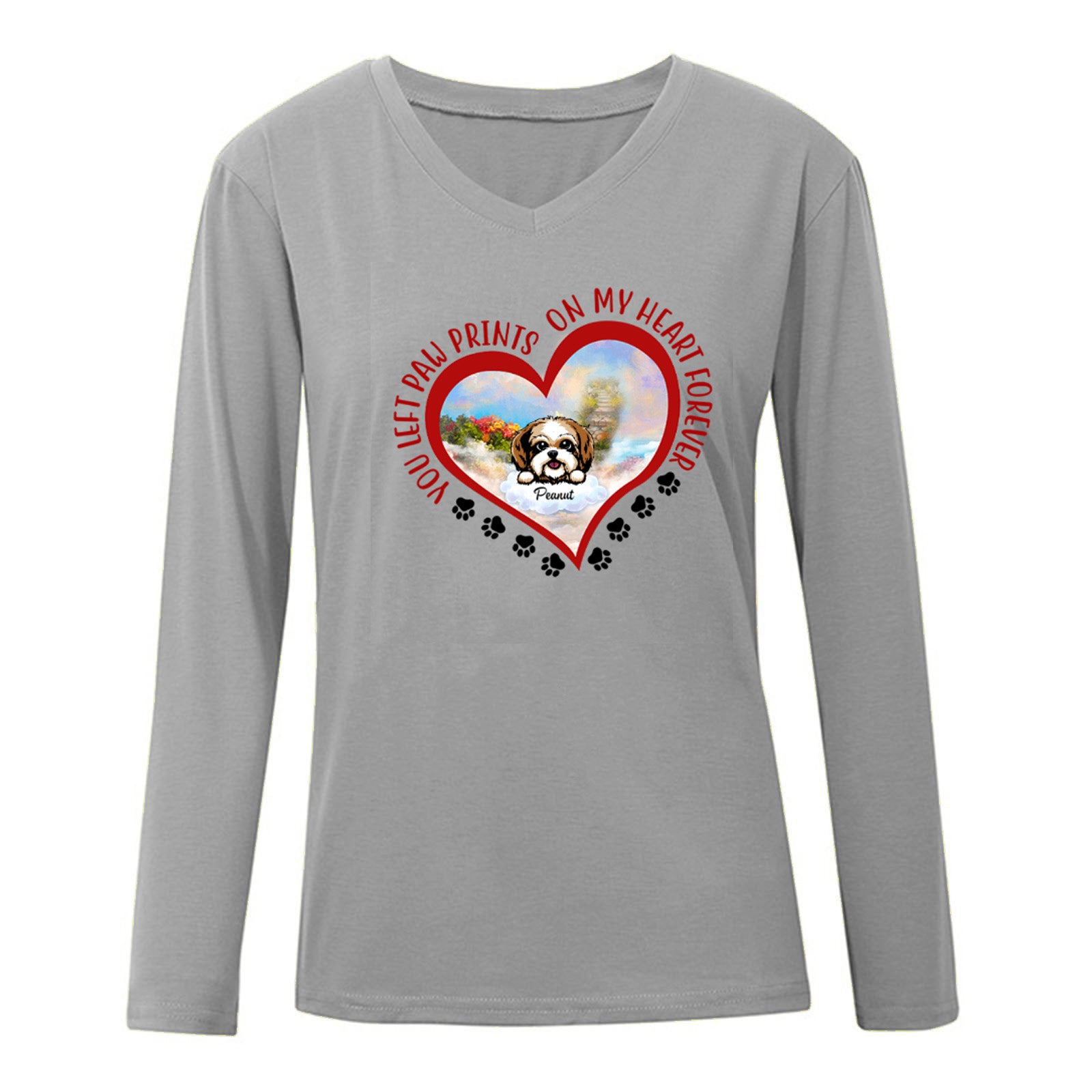 You Left Paw Prints On My Heart Dogs Memorial Personalized Long Sleeve Shirt