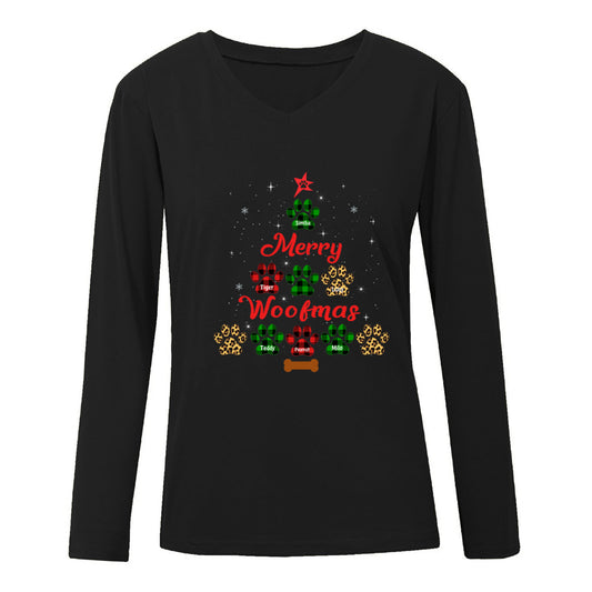 Dog Paws Christmas Tree Personalized Long Sleeve Shirt