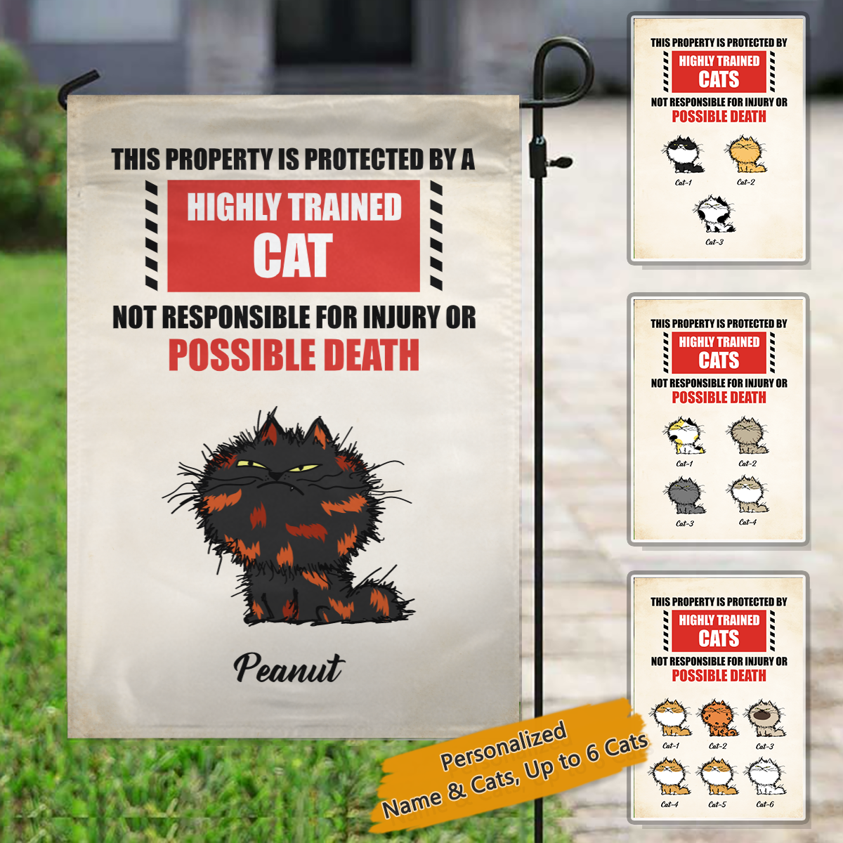 This Property Is Protected By Highly Trained Personalized Cat Decorative Garden Flags