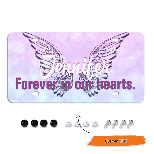 Custom Front License Plate, Purple Angle Wing Memorial Decorative Front License Plate