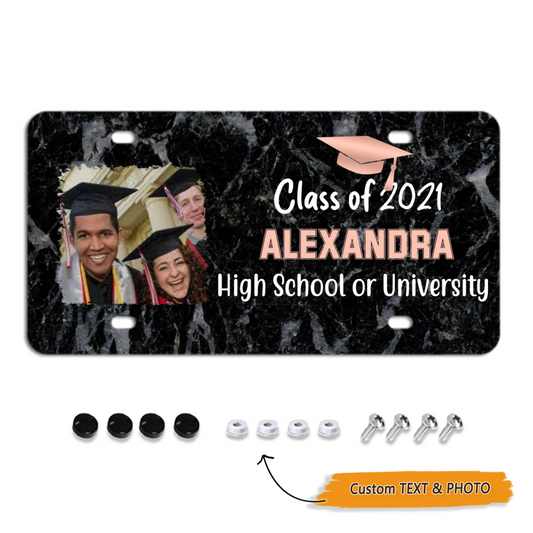 Rose Gold Class of 202X Graduation License Plate