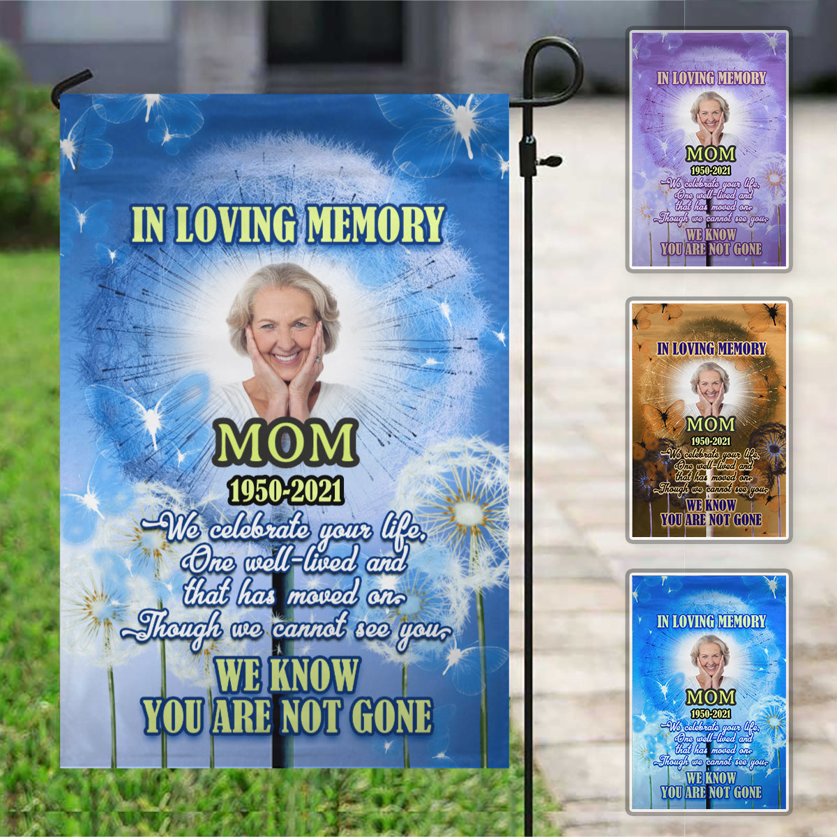 We Know You Are Not Gone Personalized Photo Memorial Garden & House Flag