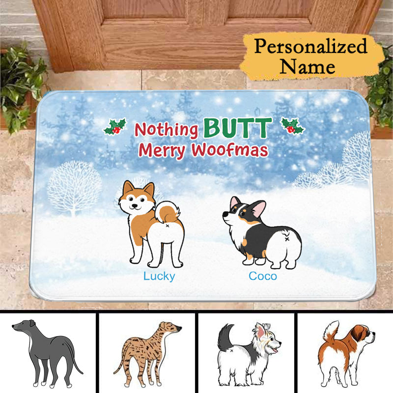 Nothing BUTT Merry Woofmas Dog Personalized Christmas Doormat