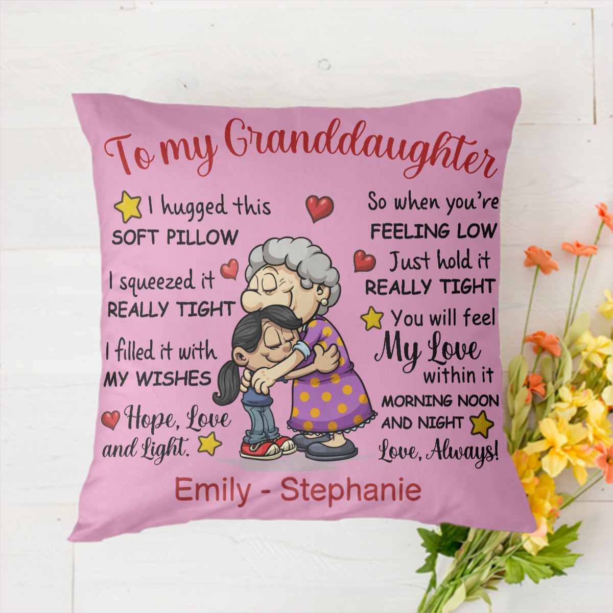 Grandma To My Granddaughter Personalized Pillow
