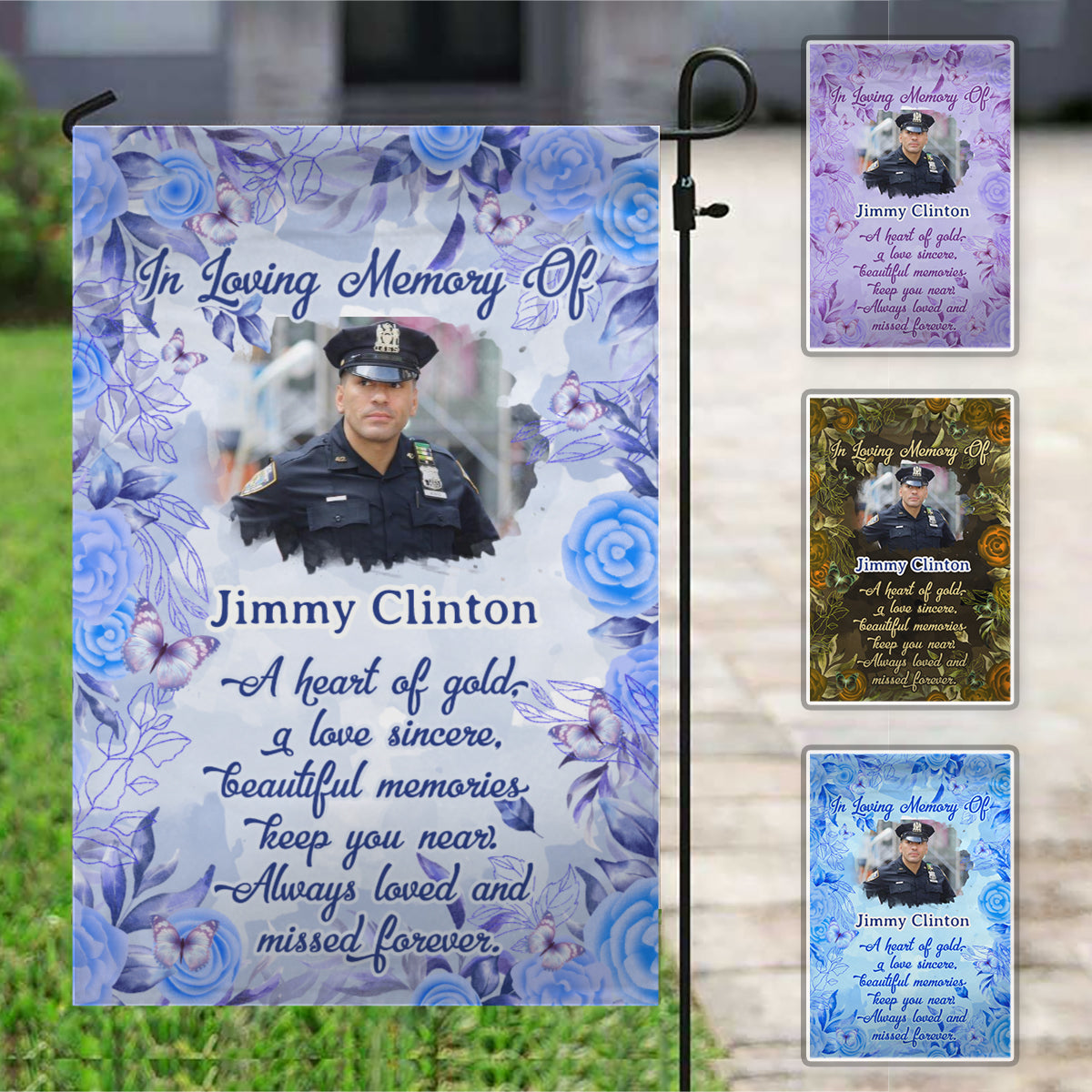 In Loving Memory Of Personalized Photo Memorial Garden & House Flag
