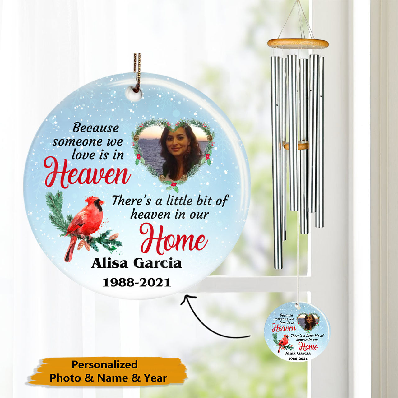 Because Someone We Love In Heaven Personalized Memorial Wind Chime