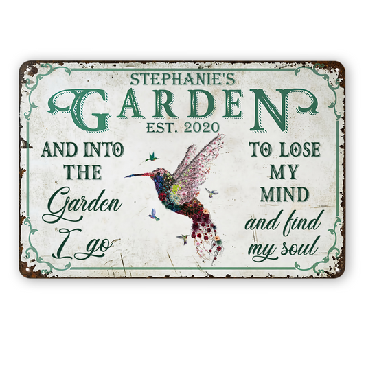 Personalized Garden Floral Art Find My Soul Custom Classic Metal Signs