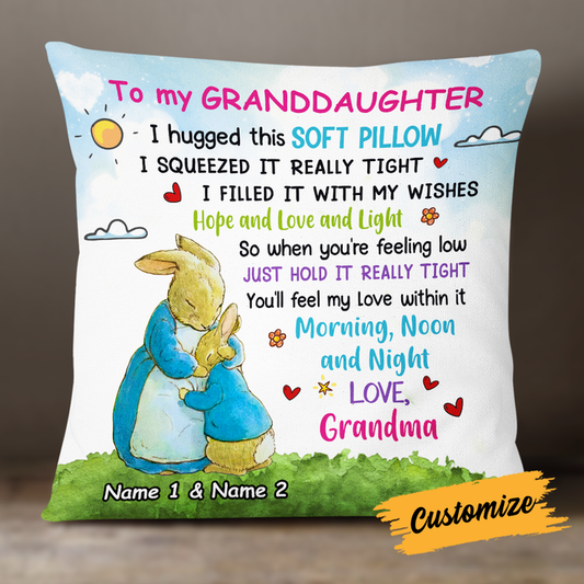 Personalized Bunny Easter Mom Grandma Daughter Granddaughter Hug This Pillow