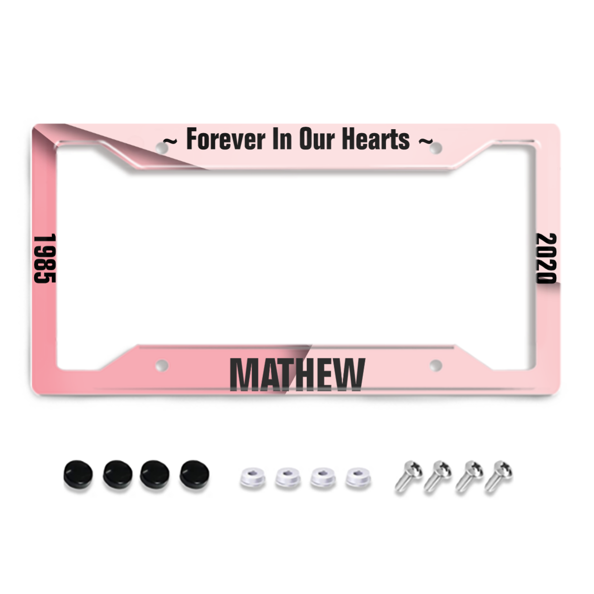 Memorial License Plate with Clouds / Hearts License Plate Frame