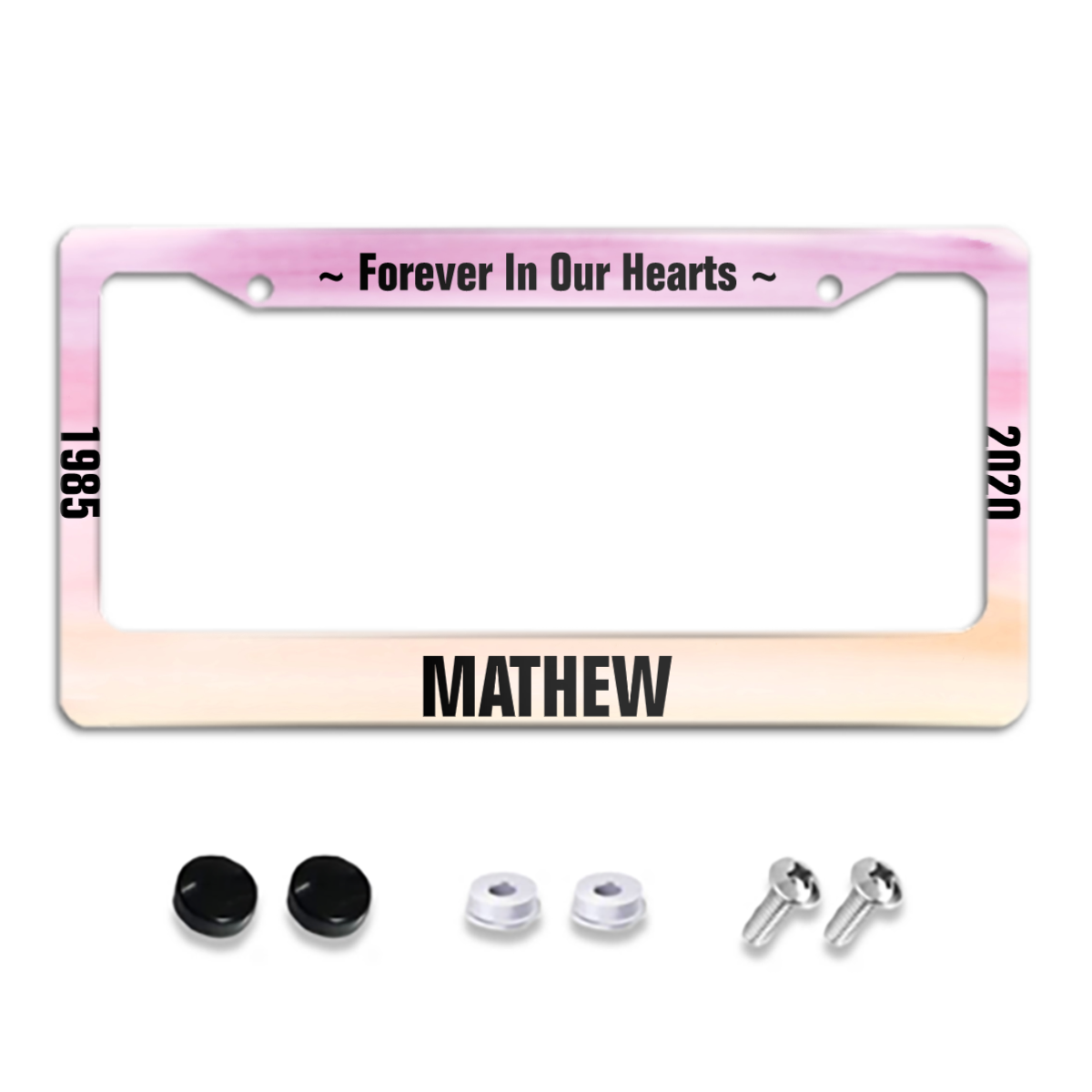 Memorial License Plate with Clouds / Hearts License Plate Frame