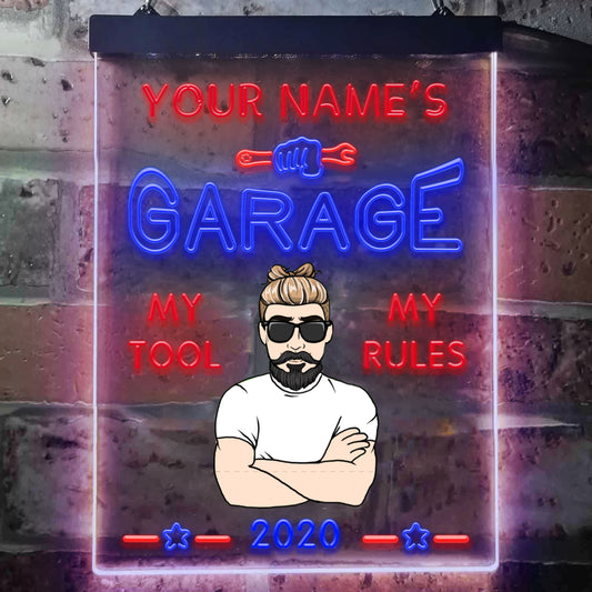 Personalized Garage Decor My Tools My Rules Neon Light LED Sign