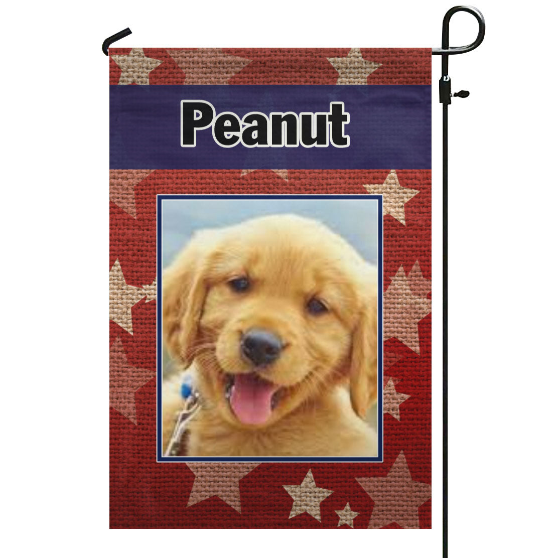 Freedom Stars and Burlap Personalized Photo & Name – Garden Flag & House Flag