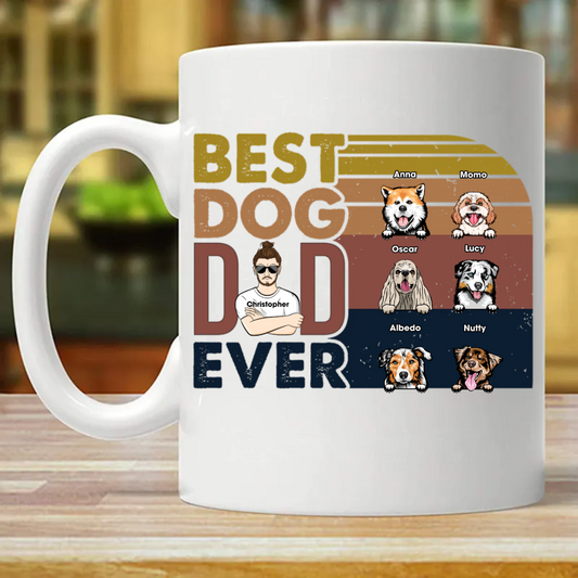 Best Dog Dad Ever - 愛犬家へのギフト - パーソナライズされたカスタムマグ (両面印刷)