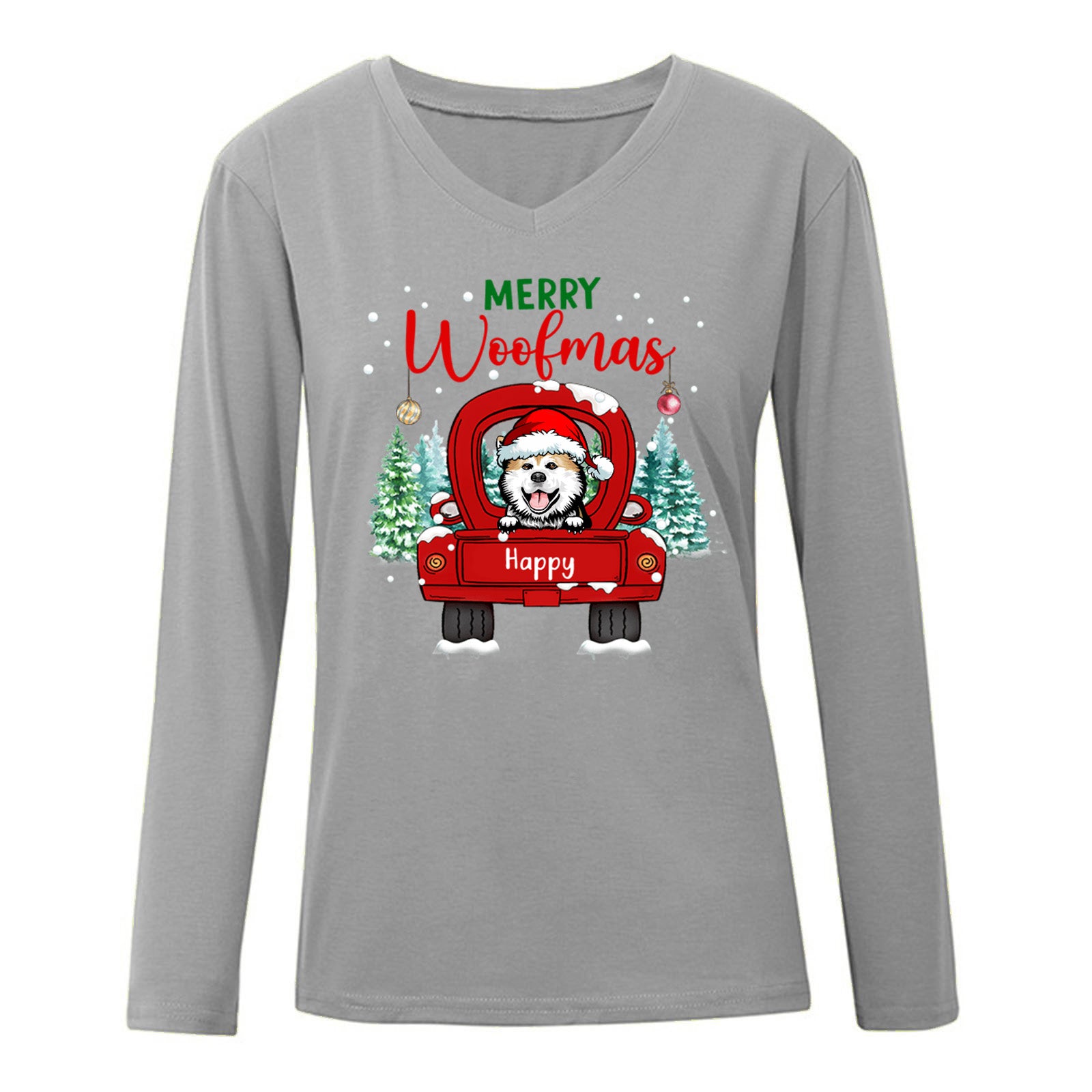 Christmas Dogs On Truck Personalized Long Sleeve Shirt