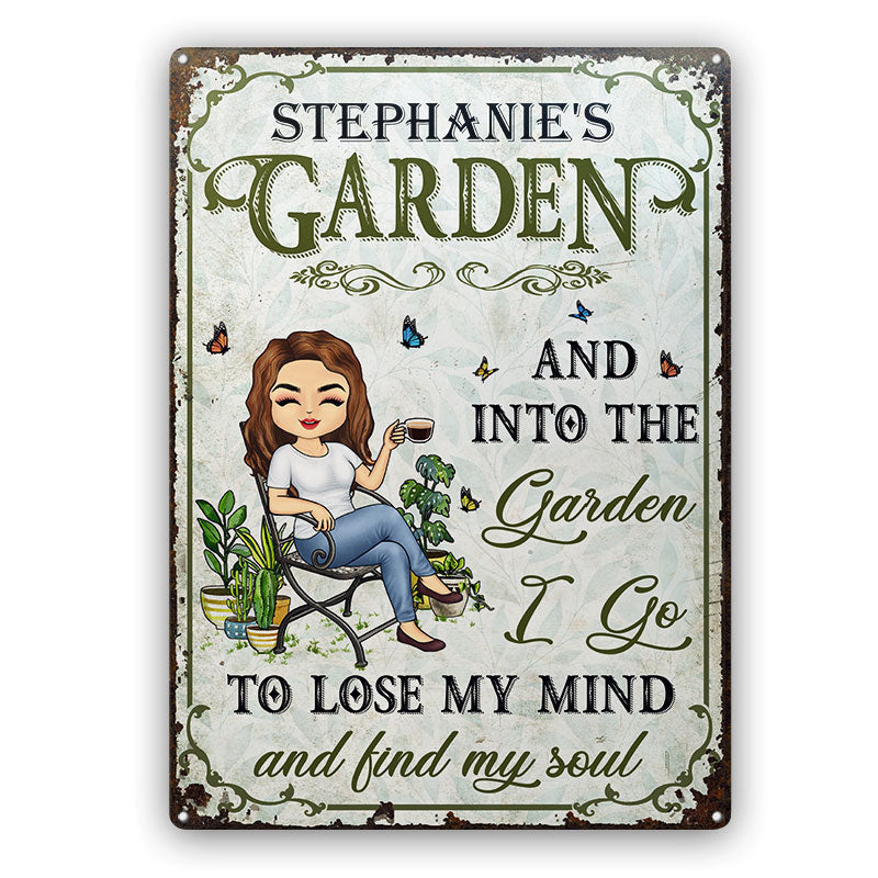 And Into The Garden I Go Gardening Vertical - Garden Sign - Personalized Custom Classic Metal Signs