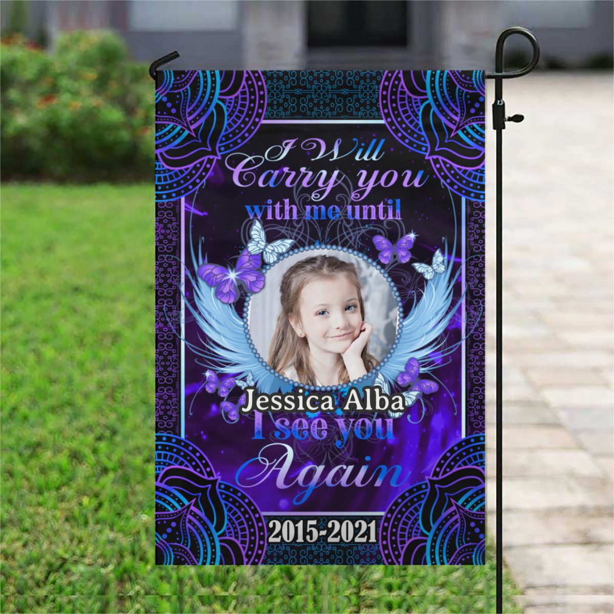 Until I See You Again Personalized Photo Memorial Garden & House Flag