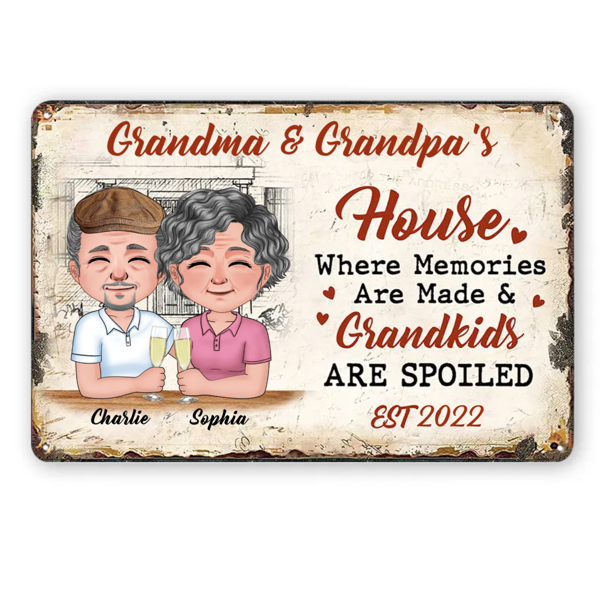 Grandma Grandpa House Metal Sign