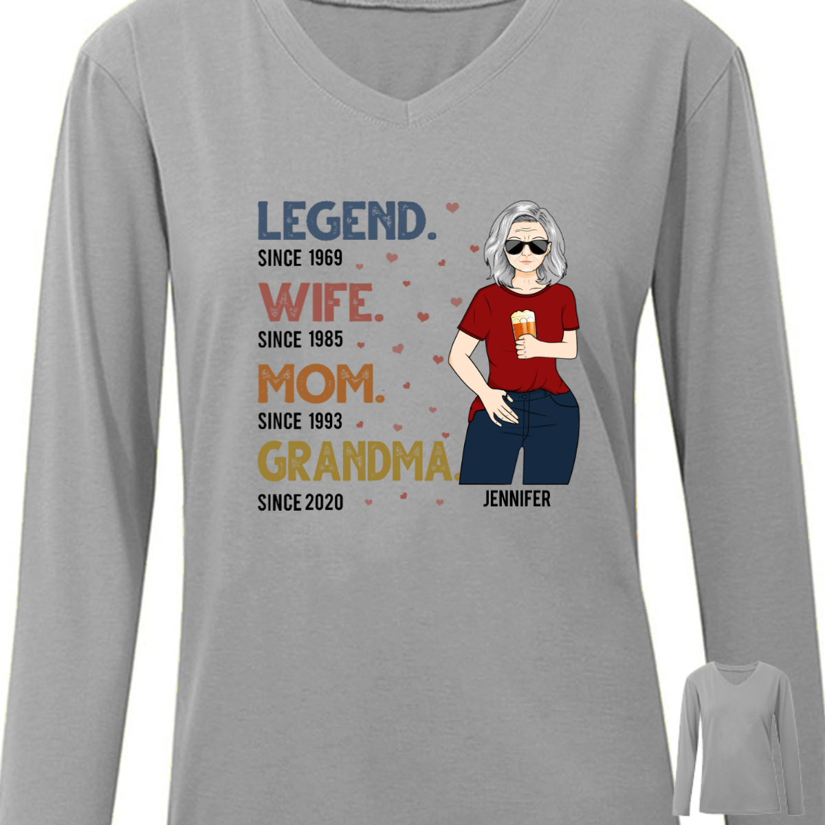 Legend Wife Mom Grandma - Gift For Family - Personalized Custom Long Sleeve Shirt