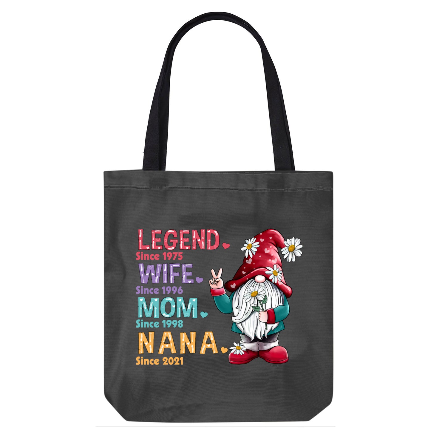 Doodle Pattern Legend Gnome Grandma Personalized Canvas Bag