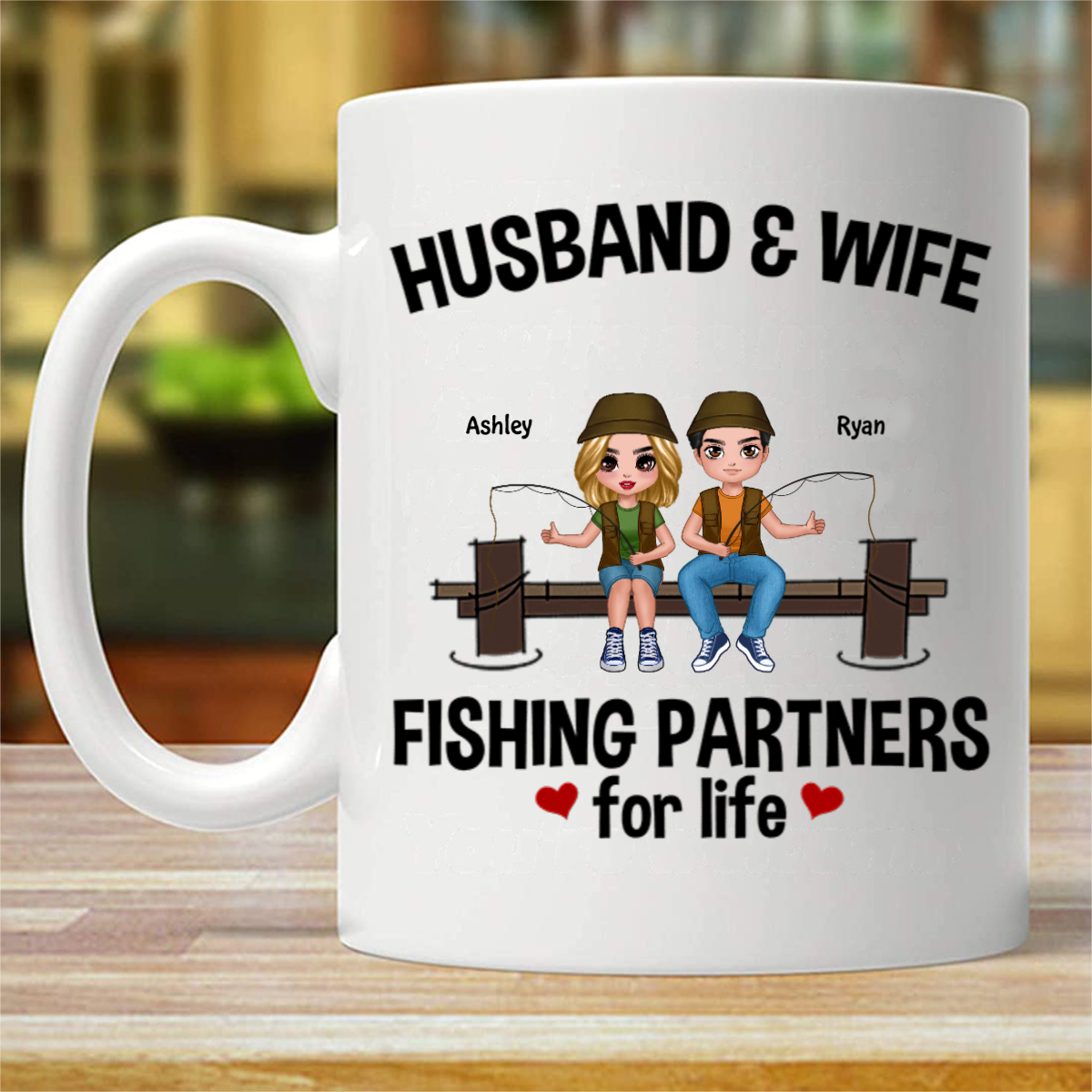 Doll Fishing Couple Personalized Mug (Double-sided Printing)