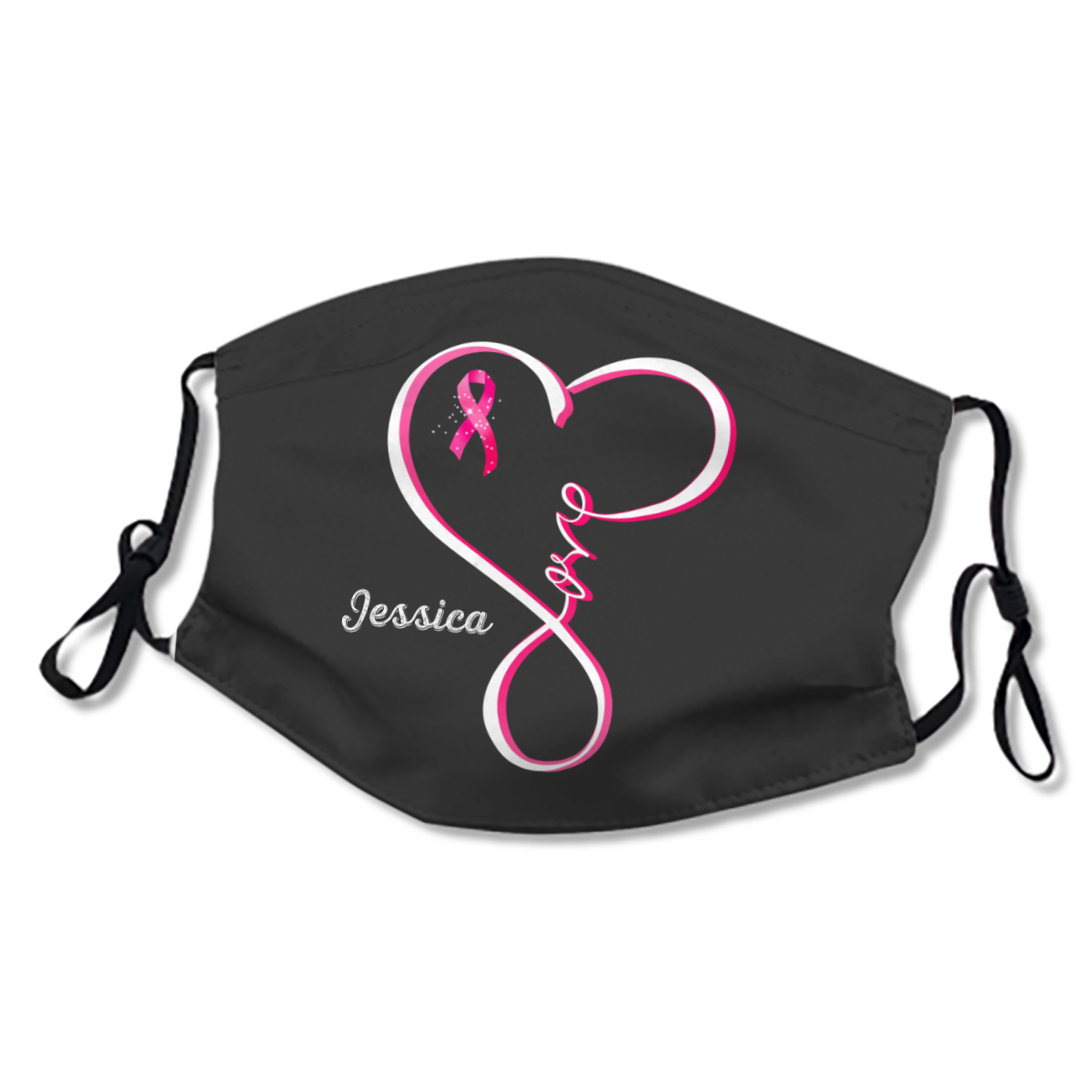 Breast Cancer Infinity Love Personalized Name Face Mask