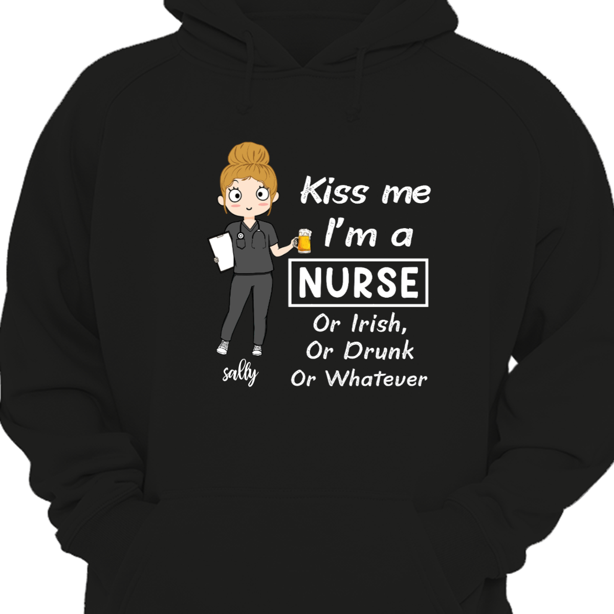 St. Patrick's Day Nurse Chibi Kiss Me Hoodie Sweatshirt