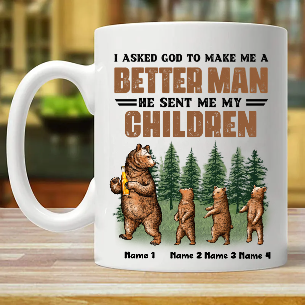 Dad Grandpa Bear Personalized Mug (Double-sided Printing)