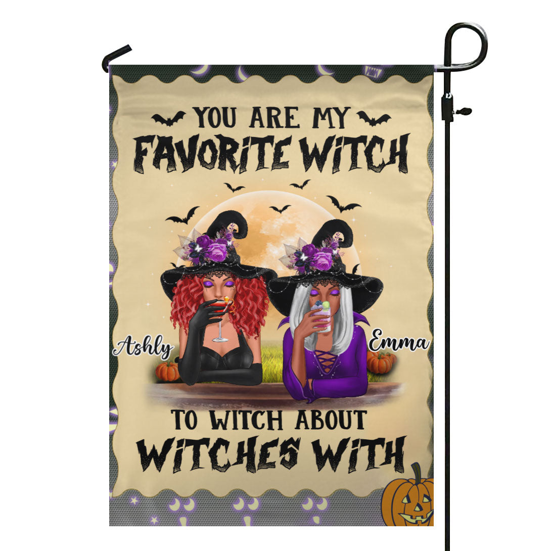 Halloween Witches Besties Personalized Garden Flag