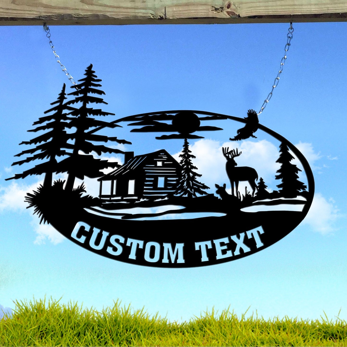 Life is Better At The Cabin Custom text Metal wall art