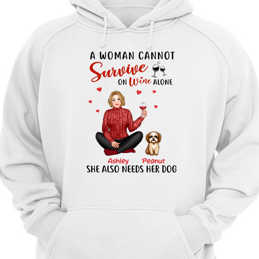 Pretty Girl Survives On Wine & Dog Personalized Hoodie Sweatshirt