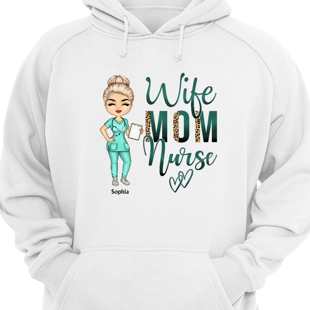 Wife Mom Nurse - Mother Gift - Personalized Hoodie Sweatshirt