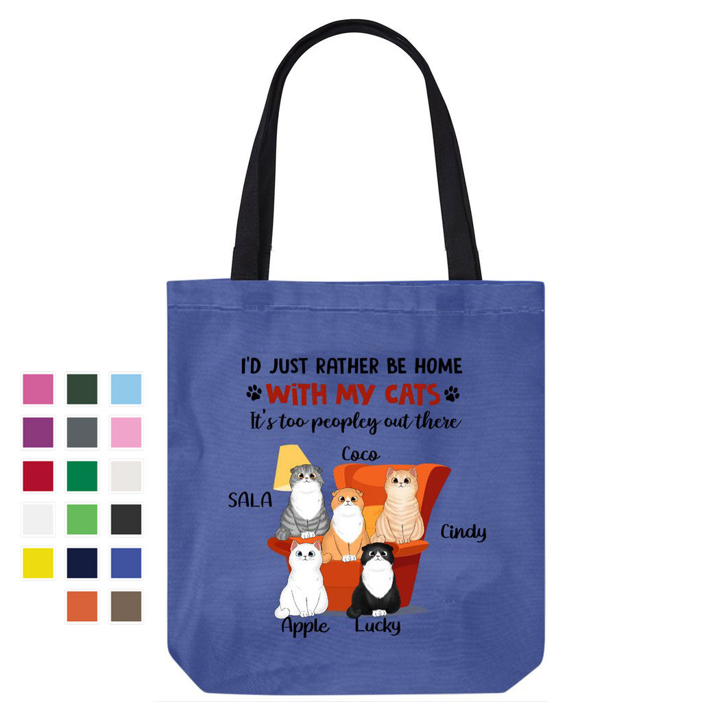 Stay Home With Fluffy Cat Personalized Canvas Bag