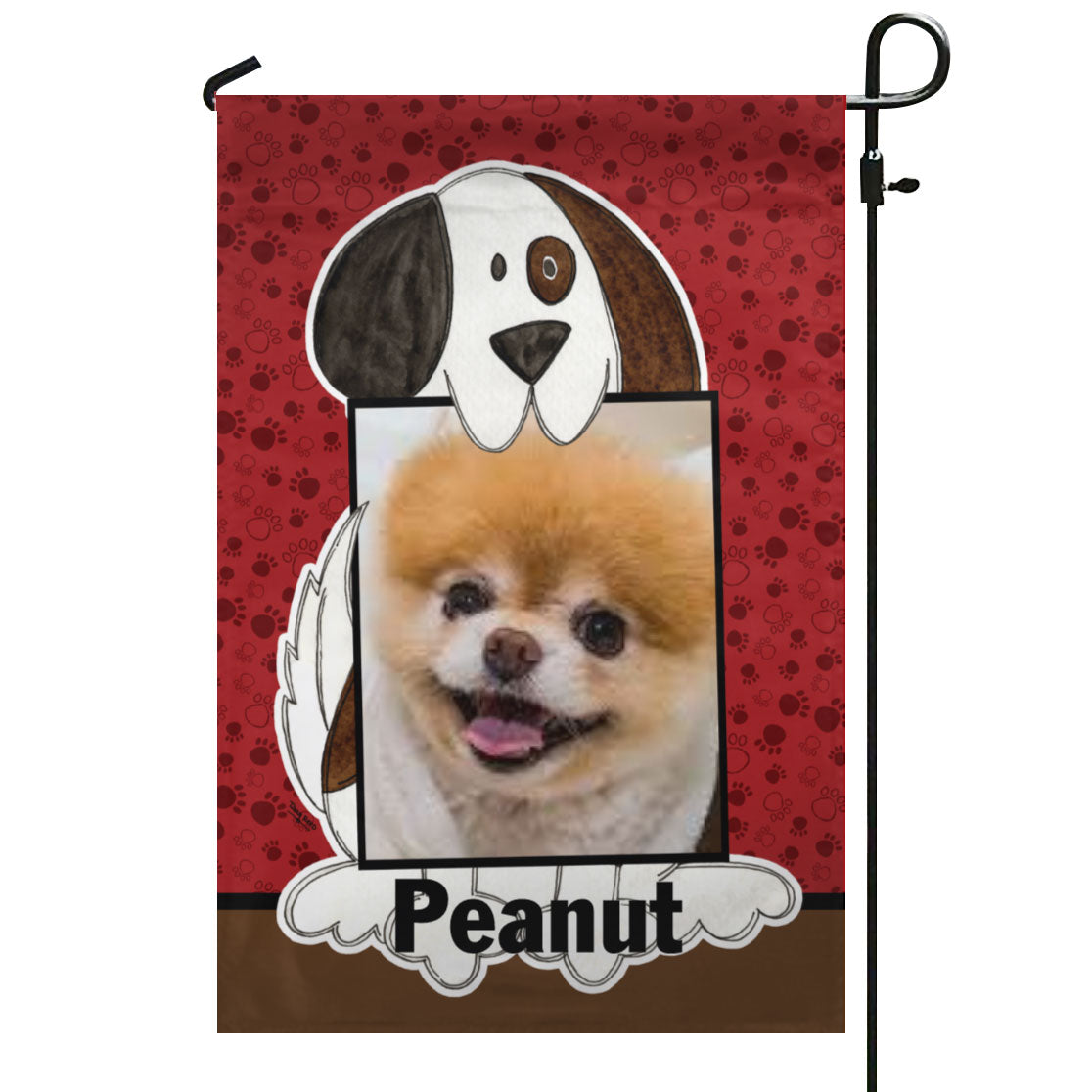 犬の写真 – パーソナライズされた写真と名前 – 庭の旗と家の旗