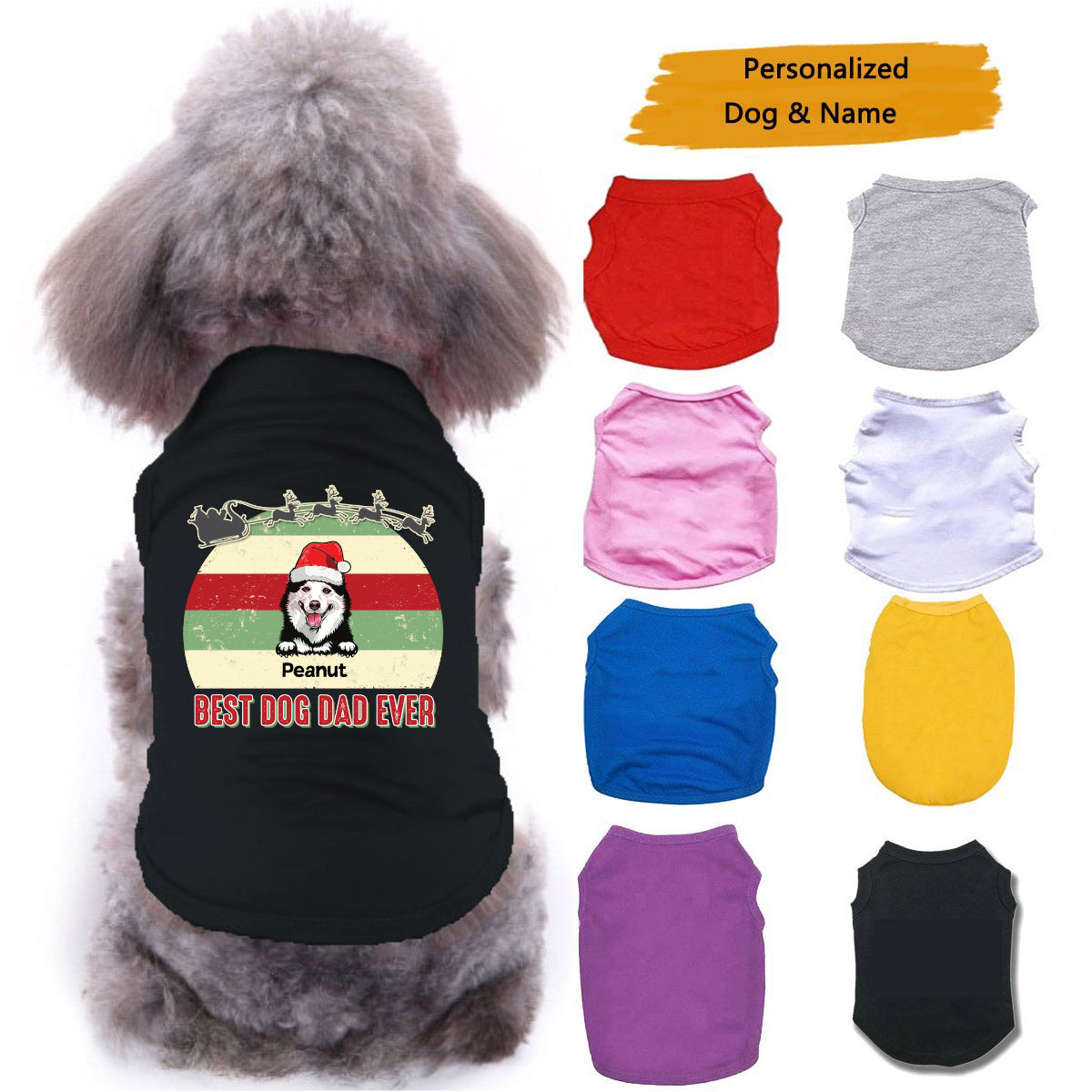 Christmas Retro Best Dog Dad Ever Personalized Dog Clothes