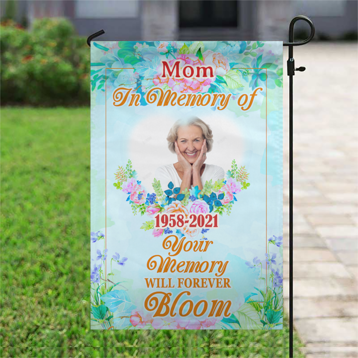 In Memory Of Personalized Photo Memorial Garden & House Flag