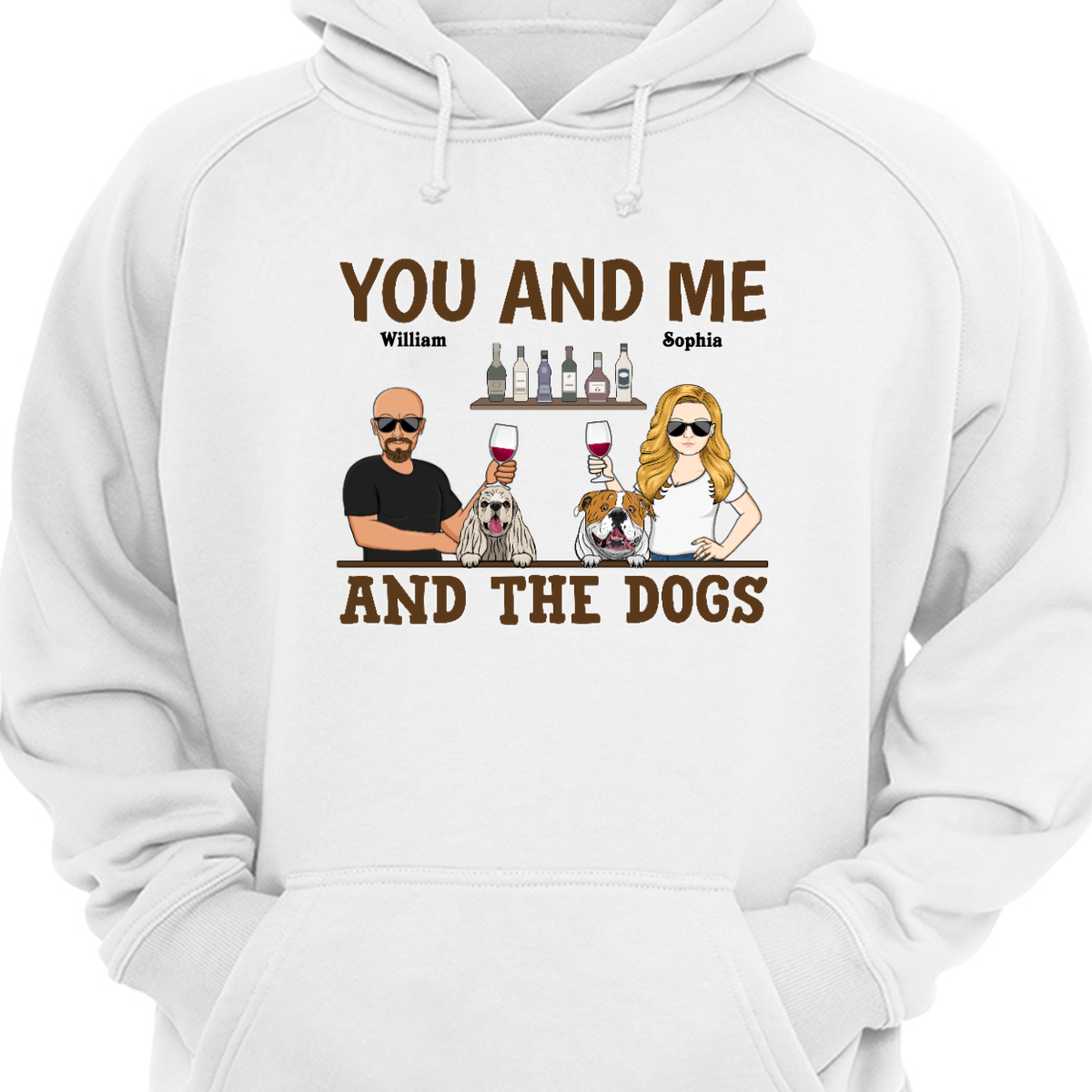 You &amp; Me And The Dogs カップル 夫 妻 - 犬愛好家へのギフト - パーソナライズされたカスタム パーカー スウェットシャツ